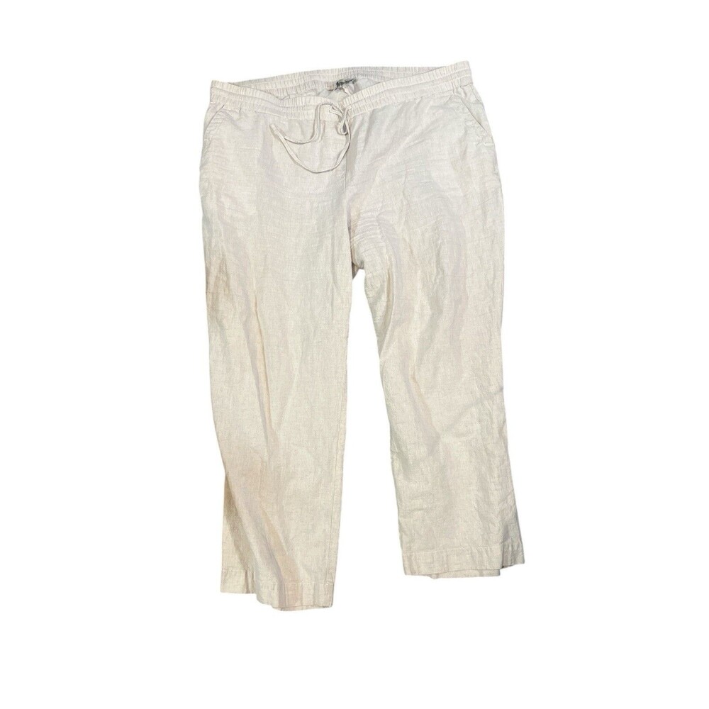 Talbots  Drawstring Pant Womens 3X Linen Cotton Summer Tan Beige Plus